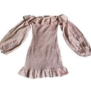 Sabo Skirt Dress burgundy and white Striped Long Sleeve Dress